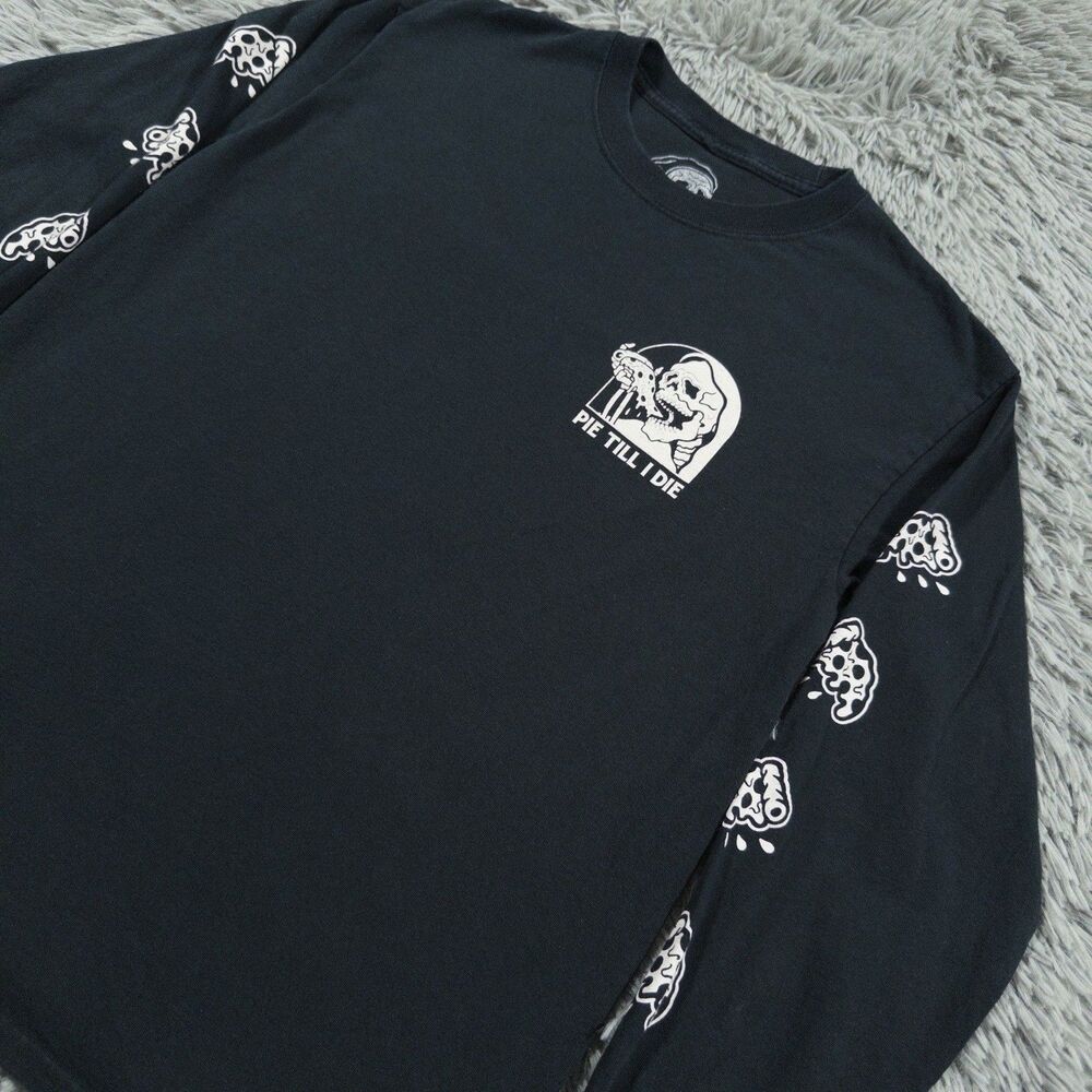 Sketchy Tank Shirt Medium Black White Pie Till I Die Pizza Graphic Pullover Mens
